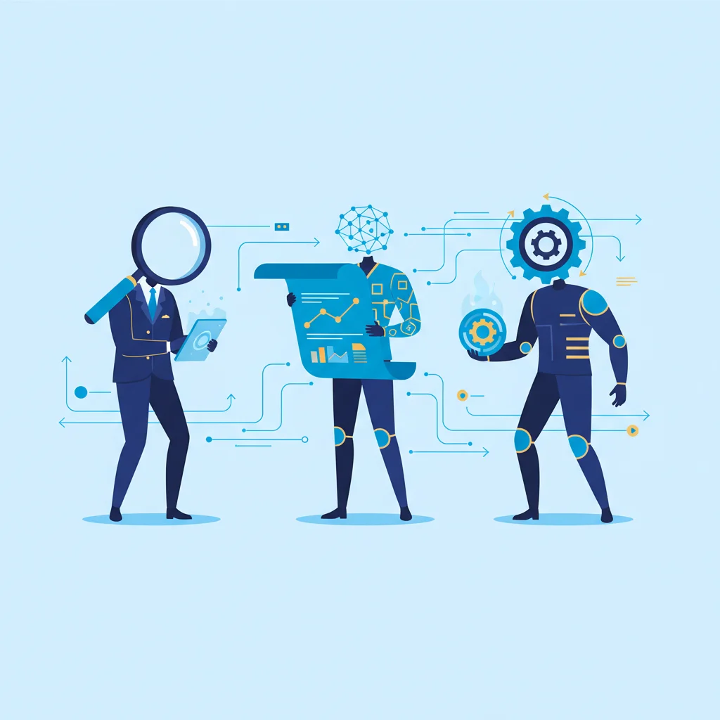 役割分担された複数のAIエージェントが連携するイメージ - 京都ビアンエトレのAIエージェント構築