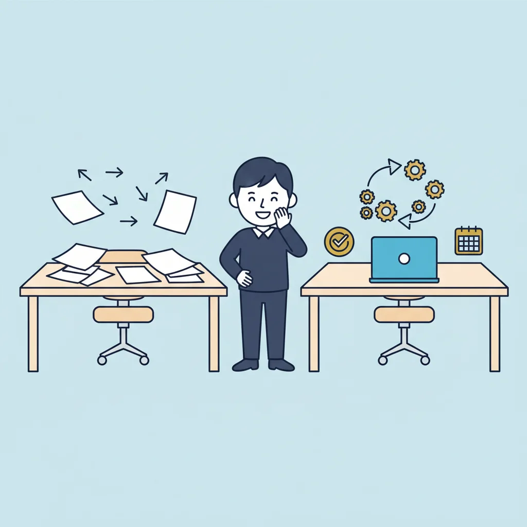 京都の中小企業がAI業務自動化の失敗を避けて改善するイメージ