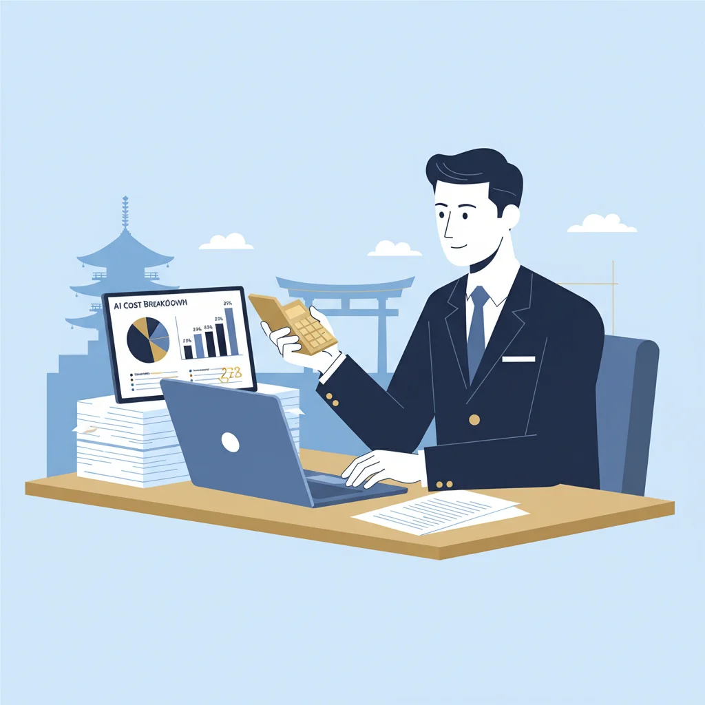 京都の中小企業がAI導入の費用を検討するイメージ