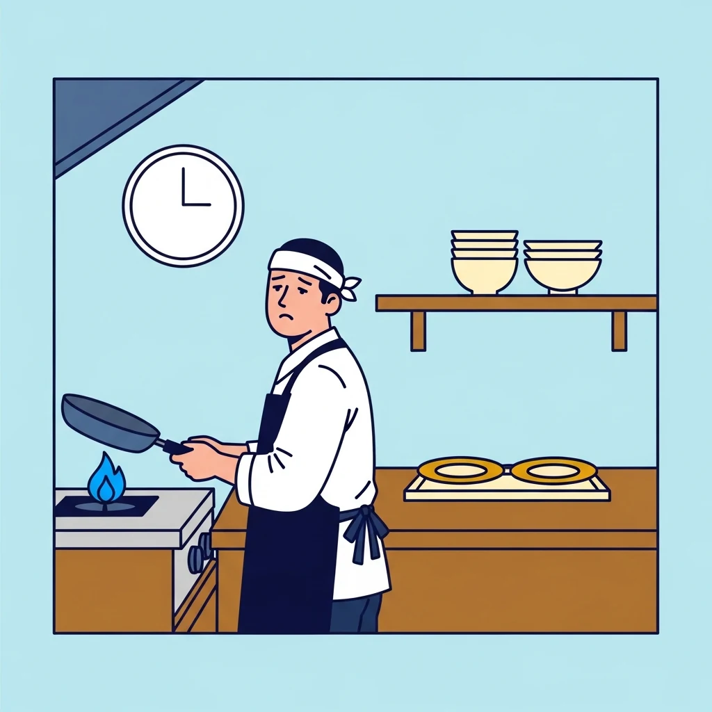 調理と接客で時間に追われる飲食店のイメージ