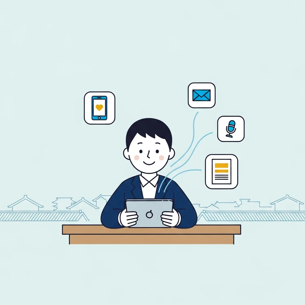 京都の中小企業がAIで業務効率化を進めるイメージ