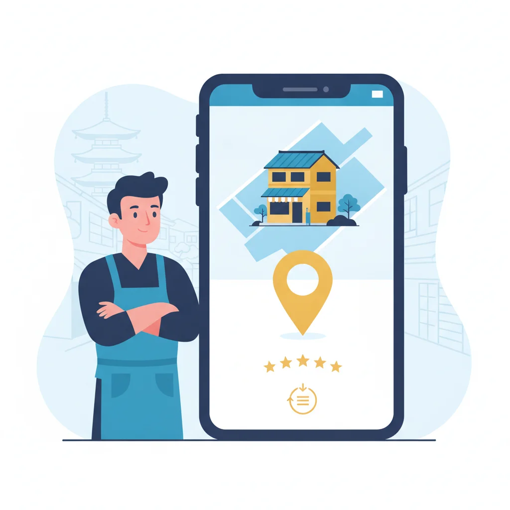 京都の店舗がGoogleマップに表示され月額のMEO費用を検討しているイメージ